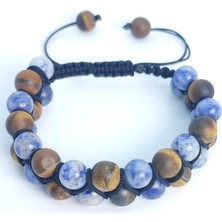 Taş Rüyası Mavi Aventurin Mat Kaplangözü Çift Sıra Örme Bileklik  8 mm