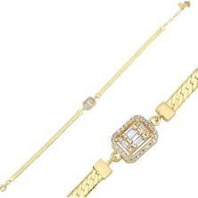 Sembol Gold Baget Altın Bileklik Ezme Zincir 18-22 cm