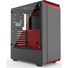 Phanteks Eclipse P300 Mid Tower Temperli Cam Bilgisayar Kasası Kırmızı - Siyah