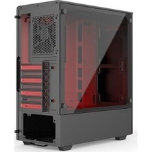 Phanteks Eclipse P300 Mid Tower Temperli Cam Bilgisayar Kasası Kırmızı - Siyah