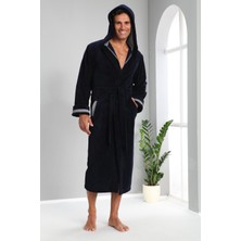 Nuşa Şeritli Bambu Cotton Erkek Bornozu