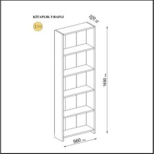 Sürtaş 5 Raflı Modern Kitaplık Beyaz