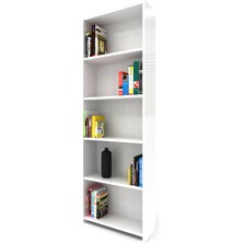 Sürtaş 5 Raflı Modern Kitaplık Beyaz