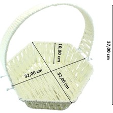 Süsle Bebek ve Parti Saplı Altıgen Kumaş Sepet, 32 cm, Büyük Boy, Gri