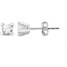 Lilarote Beyaz Altın Tektaş Orta Küçük Boy Küpe