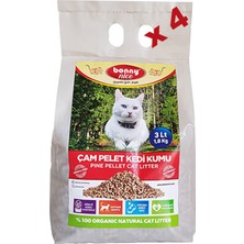 Bonny Nice Organik Kedi Kumu Çam Pellet 1.8 kg 3 L x 4 Paket