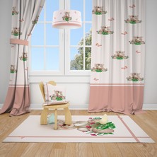 Talia Home Pembe Ayı Desen Çocuk ve Bebek  Odası Fon Perdesi 2 Kanat TLA-153