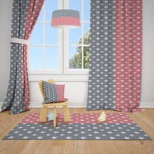 Talia Home Yıldız Desen Çocuk ve Bebek  Odası Fon Perdesi 2 Kanat TLA-123