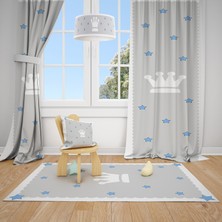 Talia Home Kral Tacı Çocuk ve Bebek  Odası Fon Perdesi 2 Kanat TLA-117