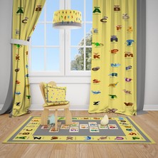 Talia Home Alfabe Öğretici Çocuk Odası Fon Perdesi 2 Kanat TLA-108