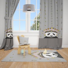 Talia Home Panda Desen Çocuk ve Bebek Odası Fon Perde 2 Kanat TLA-101
