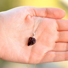 Taş Sandığı Ham Lal Taşı Gümüş Kolye