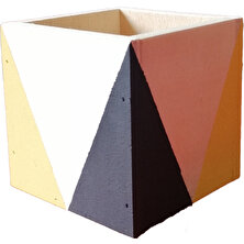 Aden Tasarım - Geometrik Desenli Ahşap Kare Kutu (Siyah - Sarı)