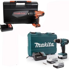 Makita DF347DWE3 + Maktec Darbeli Akülü Matkap 3 Akülü Set 14.4V