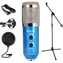 Provoice BM-300 Kayıt Mikrofonu+ Stand+ Pop Fitre + Shock Mount MAVİ