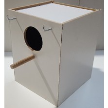 Ardeppo Muhabbet Kuş Yuvası - Sürgülü - Plastik Folluk -Ahşap Mdf Yuvalık 15 cm x 15 cm + 19 Cm(Yükseklik)