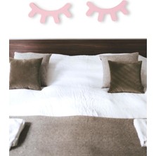 Hellove Ahşap Kirpik 2 Li Dekoratif Pembe Kirpik Çocuk Odası Dekoratif Süs