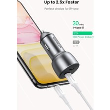 UGREEN 40W PD Hızlı Araç İçi Şarj Cihazı Çakmaklık Adaptörü 2xUSB-C, Uzay Grisi - 70594