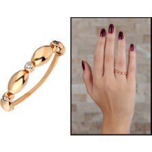 Gül Endam Zirkon Taşlı Sıralı Arpa Tasarım Rose Renk 925 Ayar Gümüş Bayan Yüzük