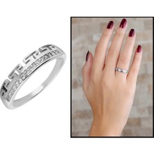 Gül Endam Zirkon Taşlı T Tasarım 925 Ayar Gümüş Bayan Yüzük