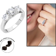 Gül Endam Starlight Diamond Pırlanta Montür Mini Tasarım 925 Ayar Gümüş Bayan Tria Yüzük