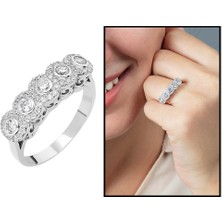 Gül Endam Starlight Diamond Pırlanta Montür Elit Tasarım 925 Ayar Gümüş Bayan Beştaş Yüzük
