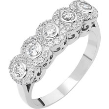 Gül Endam Starlight Diamond Pırlanta Montür Elit Tasarım 925 Ayar Gümüş Bayan Beştaş Yüzük