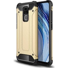 Case 4U Xiaomi Redmi Note 9 Kılıf Military Armor Çift Katmanlı Crash Silikon Kılıf Altın