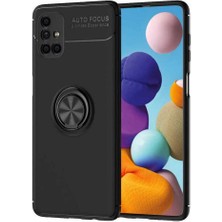 Case 4U Samsung Galaxy M51 Kılıf Autofocus Shockprof Ravel Yüzüklü Standlı Slikon Kapak Siyah