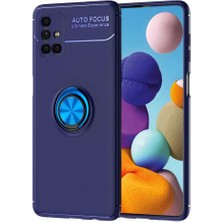 Case 4U Samsung Galaxy M51 Kılıf Autofocus Shockprof Ravel Yüzüklü Standlı Slikon Kapak Lacivert