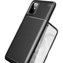 Case 4U M51 Uyumlu Kılıf Rugged Armor Karbon Desenli Lüx Negro Silikon Arka Kapak Siyah