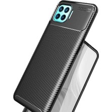 Case 4U Oppo Reno 4 Lite Kılıf Rugged Armor Karbon Desenli Lüx Negro Silikon Arka Kapak Siyah