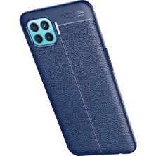 Case 4U Oppo Reno 4 Lite Kılıf Rugan Armor Deri Görünümlü Yüksek Kalite Silikon Niss Kırmızı