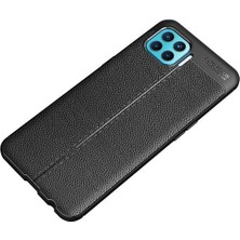 Case 4U Oppo Reno 4 Lite Kılıf Rugan Armor Deri Görünümlü Yüksek Kalite Silikon Niss Kırmızı