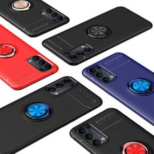 Case 4U Oppo Reno 4 Kılıf Autofocus Shockprof Ravel Yüzüklü Standlı Slikon Kapak Mavi