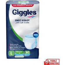 Giggles Yetişkin Emici Külot Hasta Bez Büyük Boy (Large) 30'lu 1 Paket (30 Adet) Bel Boy 100-150 cm