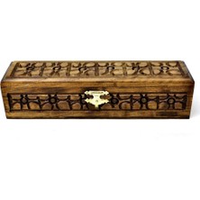 Otantik Çarşı Eskitme Ahşap Oymalı Tespih Kutusu 25X6,5X6 Cm.