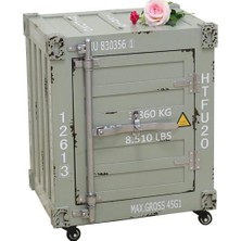 Otantik Çarşı Ahşap Retro Konteyner Dolap Gri Renk