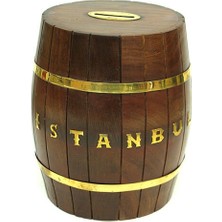 Otantik Çarşı Ahşap Fıçı Kumbara Istanbul 6''