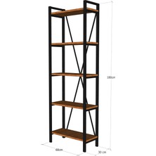 Evdesa Ares Metal Kitaplık Dekoratif Raf 180X60 cm