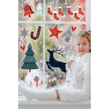 Msticker Yılbaşına Özel Çam Ağacı,geyik,çorap,noel Süsleri Duvar-Cam Sticker