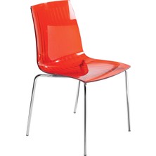 Papatya X-Treme Sandalye Transparan Kırmızı Krom Ayaklı