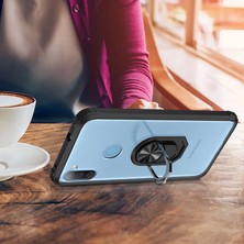Tekno Grup Samsung Galaxy A11 / M11 Kılıf Korumalı Yüzüklü Standlı Mola Kapak + Tam Kaplayan 6d Nano Ekran Koruyucu Siyah
