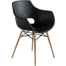 Papatya Opal Pro Wox Koltuk Siyah Ahşap Kayın Ayaklı