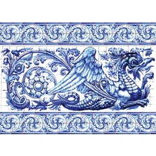 Captain Albatross 1000 Parça Puzzle Portuguese Azulejo Portekiz Ejderha Çini Seramik Çivit
