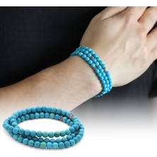 Gül Endam Hem Bileklik - Hem Kolye - Hem Tesbih 99LU Firuze Doğaltaş Aksesuar