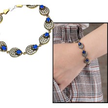 Gül Endam Zirkon ve Lacivert Ruby Taşlı 925 Ayar Gümüş Kadın Bileklik