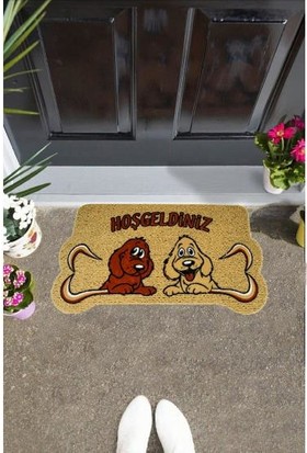 Giz Home İtalyan Kokardo Kapı Paspası 40X70 Welcome Köpekler