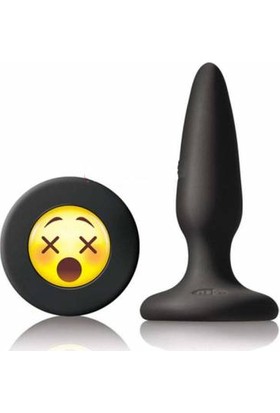 Ns Novelties Moji's Wtf Mini Silikon Plug Emoji Yüzü Siyah ve Playboy Masaj Yağı