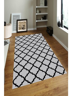 Modanoiva Kaymaz Dot Taban Yıkanabilir  Dijital Baskı Geometrik Tasarımlı Salon Halısı 160 x 230